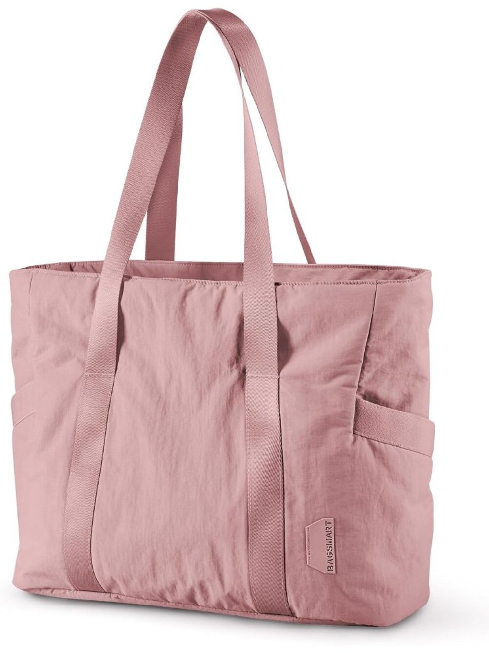 Women's Pink Top Handle Large Shoulder Tote Bag with Yoga Mat Buckle for Gym